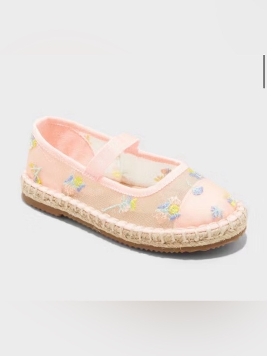Cat & Jack Other - NWOT Cat & Jack Pink Floral Mesh Mary Jane Espadrille Sz 6